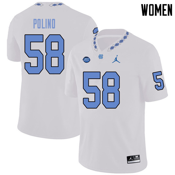 Jordan Brand Women #58 Nick Polino North Carolina Tar Heels College Football Jerseys Sale-White